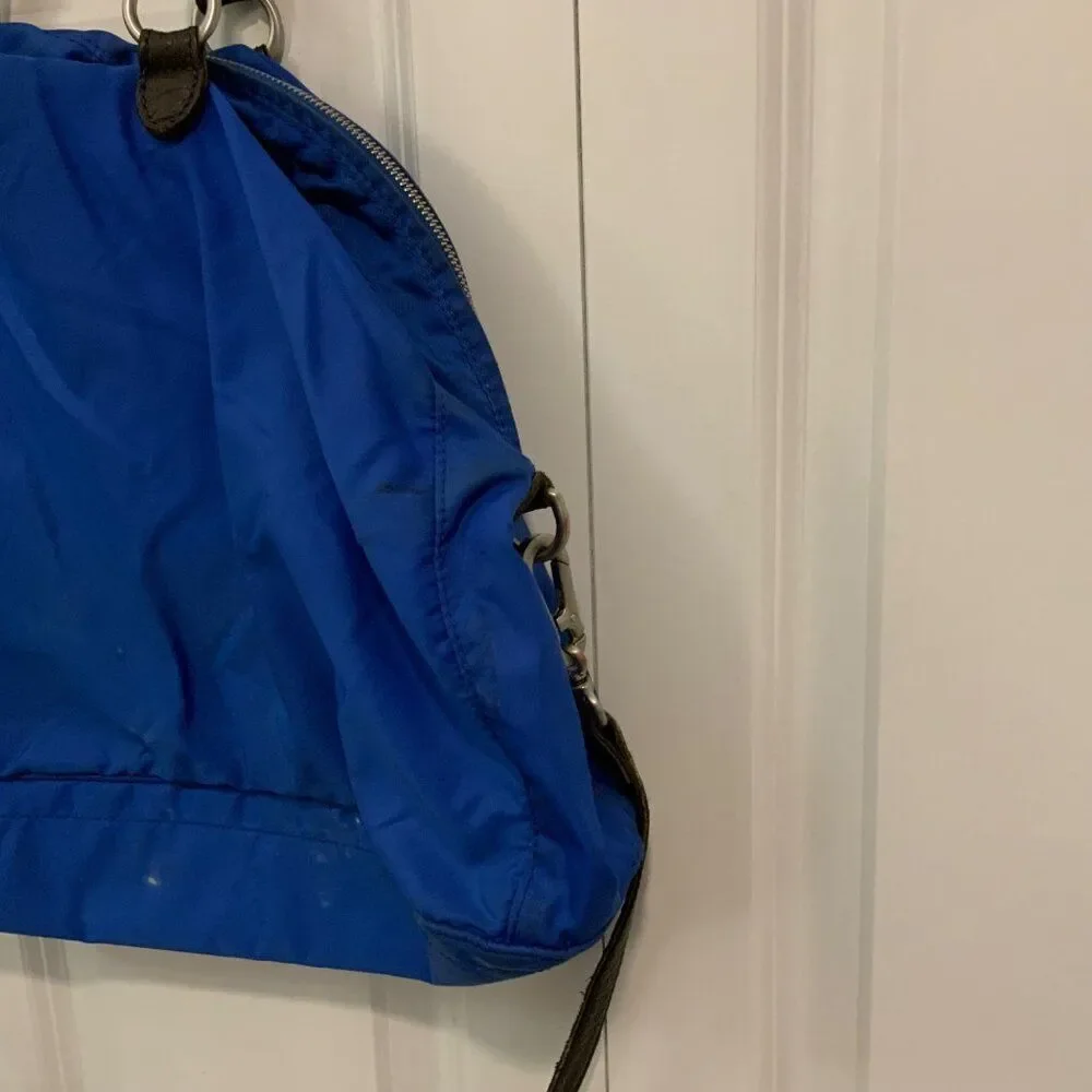 Liebeskind Blue Nylon Handbag With Detachable Leather Strap & Dual Handles